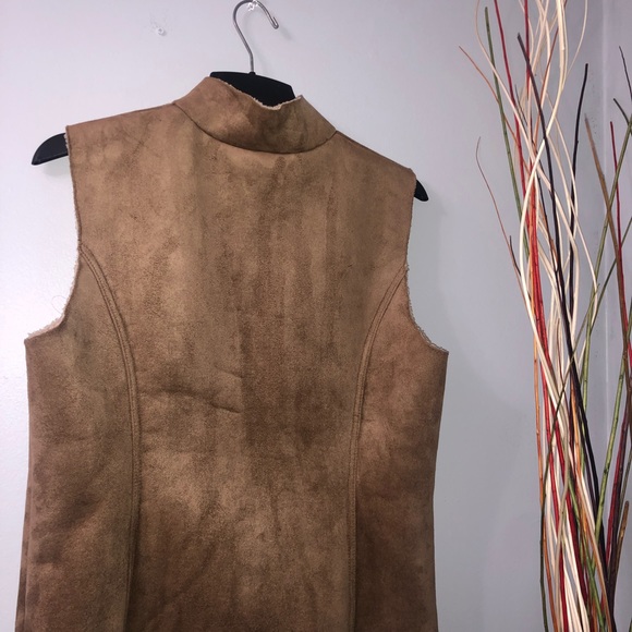 Lands' End Women's Size M Sueded Vest Jacket  Tan Polyester - Picture 6 of 10